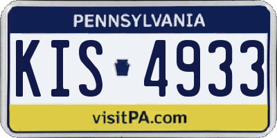 PA license plate KIS4933