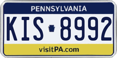 PA license plate KIS8992
