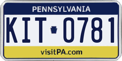 PA license plate KIT0781