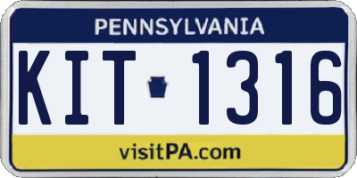 PA license plate KIT1316