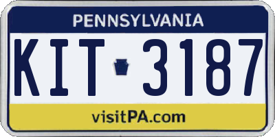 PA license plate KIT3187