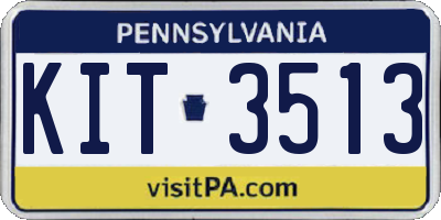 PA license plate KIT3513