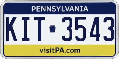 PA license plate KIT3543