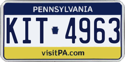 PA license plate KIT4963