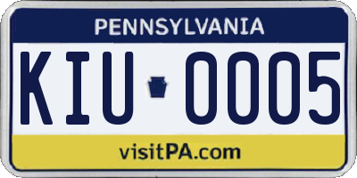 PA license plate KIU0005