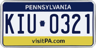 PA license plate KIU0321