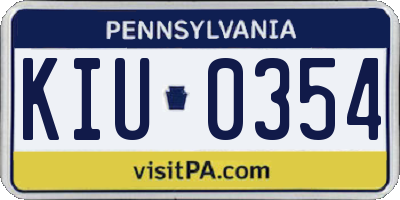 PA license plate KIU0354