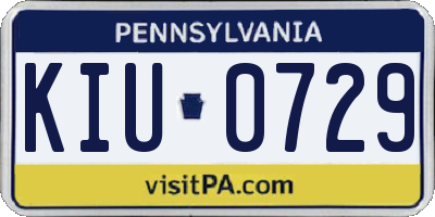 PA license plate KIU0729