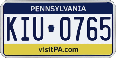 PA license plate KIU0765