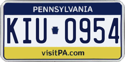 PA license plate KIU0954
