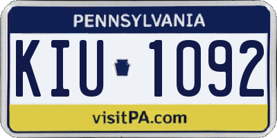 PA license plate KIU1092