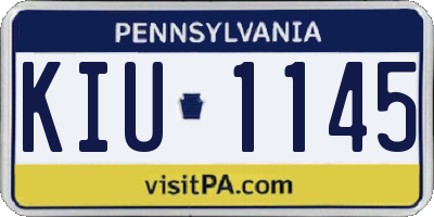 PA license plate KIU1145