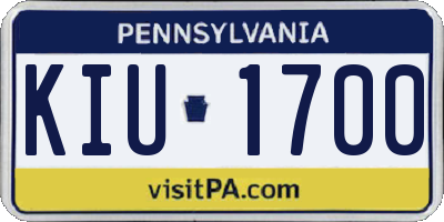 PA license plate KIU1700