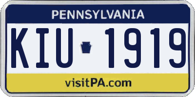 PA license plate KIU1919