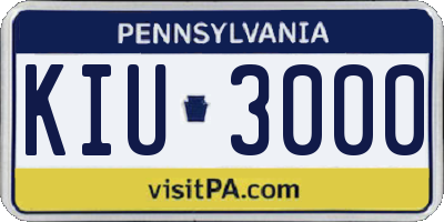 PA license plate KIU3000