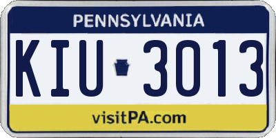 PA license plate KIU3013