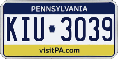 PA license plate KIU3039