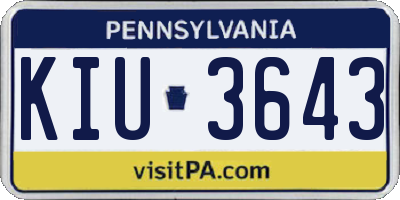 PA license plate KIU3643