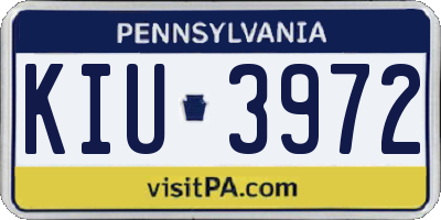 PA license plate KIU3972