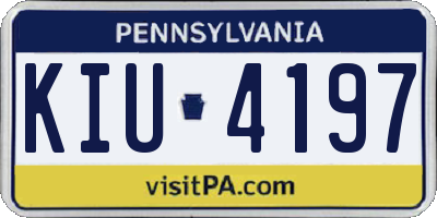 PA license plate KIU4197