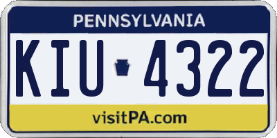 PA license plate KIU4322