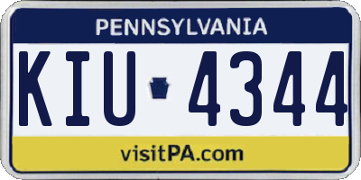 PA license plate KIU4344