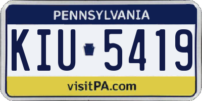 PA license plate KIU5419