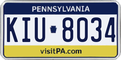 PA license plate KIU8034