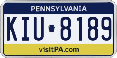 PA license plate KIU8189