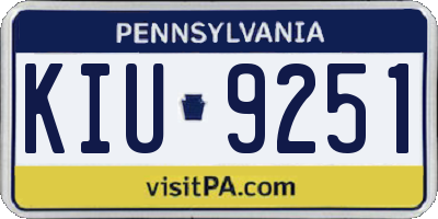 PA license plate KIU9251