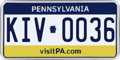 PA license plate KIV0036