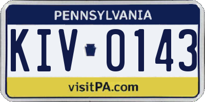 PA license plate KIV0143