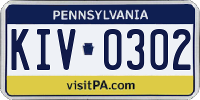 PA license plate KIV0302