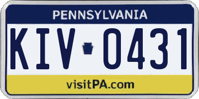 PA license plate KIV0431