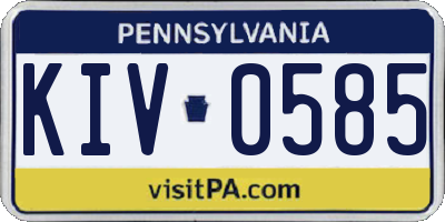 PA license plate KIV0585