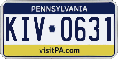 PA license plate KIV0631