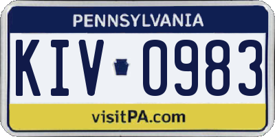 PA license plate KIV0983