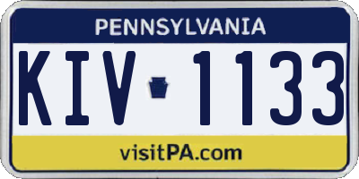 PA license plate KIV1133