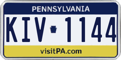 PA license plate KIV1144