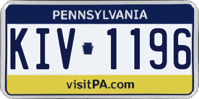 PA license plate KIV1196