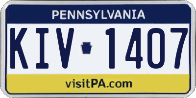 PA license plate KIV1407