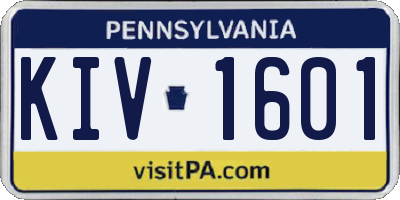 PA license plate KIV1601