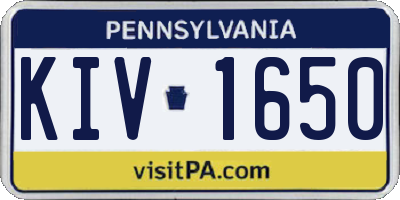 PA license plate KIV1650