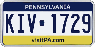 PA license plate KIV1729