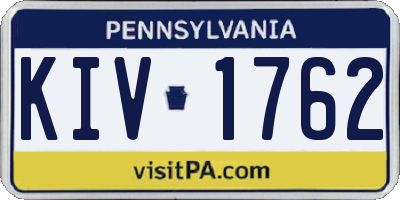 PA license plate KIV1762