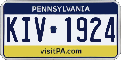 PA license plate KIV1924