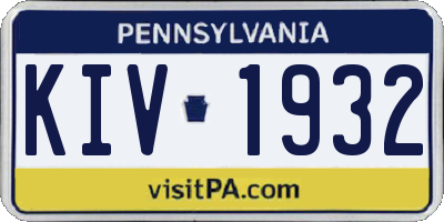 PA license plate KIV1932