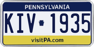 PA license plate KIV1935