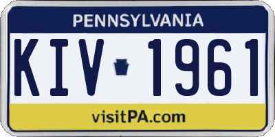 PA license plate KIV1961