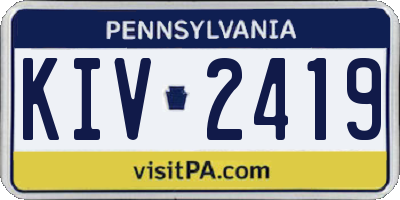 PA license plate KIV2419